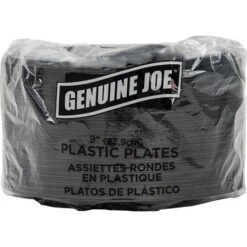 Assiettes Rondes En Plastique Noir 9 Po