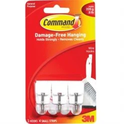 3M Crochets à Ustensiles Command™ 9 Crochets Et 12 Bandes Transparent