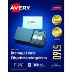 Avery Étiquettes Rectangulaires Blanches Easy Peel® Paquet De 25 Feuilles 2-5 / 8 X 1” (750) -Espace Mobilier Soldes 236604 B