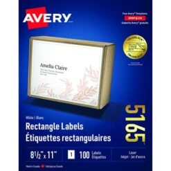 Avery Étiquettes Recangulaires Blanches Paquet De 25 Feuilles 4 X 2” (250) -Espace Mobilier Soldes 236687 B