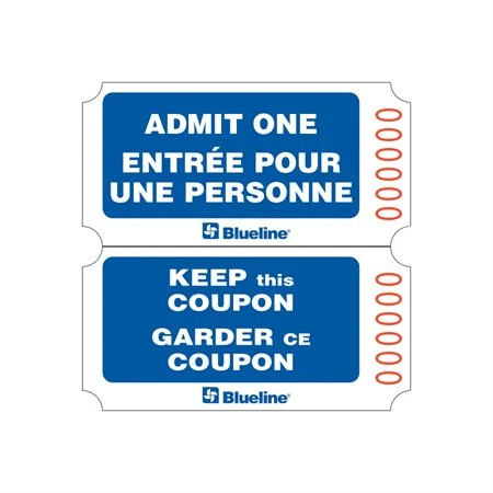 Billets D'entrée Rouleau De 2000 Billets, Doubles. Rouge. Bilingue 3 Billets D'entrée Rouleau De 2000 Billets, Doubles. Rouge. Bilingue