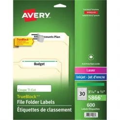Avery Étiquettes De Classement TrueBlock™ Paquet De 600, 20 Feuilles. Blanc -Espace Mobilier Soldes 286419 B 1