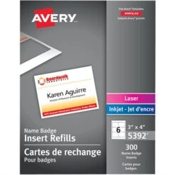 Avery Insertions Pour Insignes D'identification Boîte De 300. 4 X 3".