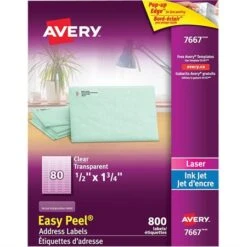 Avery Étiquettes D'adresse Transparentes Easy Peel® 1 X 2-5 / 8" (300) 13 Avery Étiquettes D'adresse Transparentes Easy Peel® 1 X 2-5 / 8" (300) -Espace Mobilier Soldes 353151 B