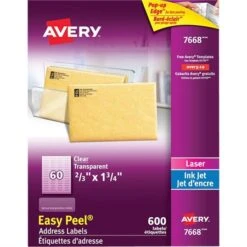Avery Étiquettes D'adresse Transparentes Easy Peel® 1 X 2-5 / 8" (300) 16 Avery Étiquettes D'adresse Transparentes Easy Peel® 1 X 2-5 / 8" (300) -Espace Mobilier Soldes 353169 B