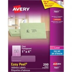 Avery Étiquettes D'adresse Transparentes Easy Peel® 1 X 2-5 / 8" (300) 12 Avery Étiquettes D'adresse Transparentes Easy Peel® 1 X 2-5 / 8" (300) -Espace Mobilier Soldes 353185 B