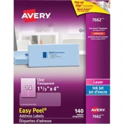 Avery Étiquettes D'adresse Transparentes Easy Peel® 1 X 2-5 / 8" (300) 14 Avery Étiquettes D'adresse Transparentes Easy Peel® 1 X 2-5 / 8" (300) -Espace Mobilier Soldes 353193 B