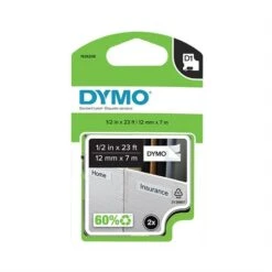 Cartouches D1 Pour étiqueteuses Dymo® Ruban Durable. 12 Mm X 5,5 M. Noir Sur Blanc -Espace Mobilier Soldes 366708 B