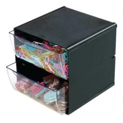 Cube De Rangement Empilable 2 Tiroirs Transparent