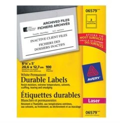 Avery Étiquettes Durables Blanches TrueBlock™ 8-1 / 2 X 11” (50) -Espace Mobilier Soldes 753806 B 1