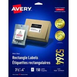 Avery Étiquettes Recangulaires Blanches Paquet De 25 Feuilles 4 X 2” (250) -Espace Mobilier Soldes 773416 B