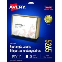 Avery Étiquettes Recangulaires Blanches Paquet De 25 Feuilles 8-1 / 2 X 11" (25) -Espace Mobilier Soldes 773424 B 1